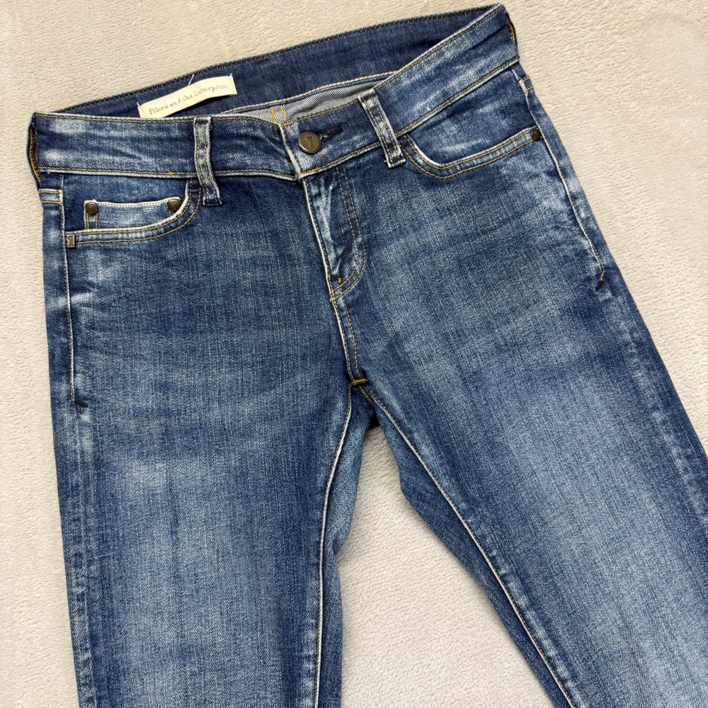 Anthropologie Pilcro Jeans Women's 25‎ Parallel Whiskered Medium Wash Blue Denim